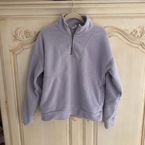 Hippie Rose Light Purple Quarter Zip Sweatshirt with Pockets M